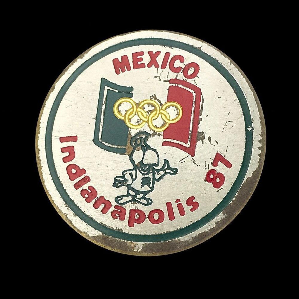 Vintage 1987 Mexico Indianapolis Olympic Lapel Pin Enamel Flag Design